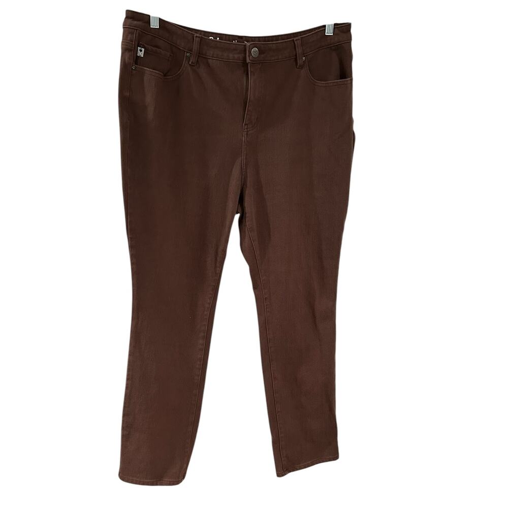 Belle by Kim Gravel Straight Leg High Rise Chocolate Brown Jeans Plus Sz 20W EUC